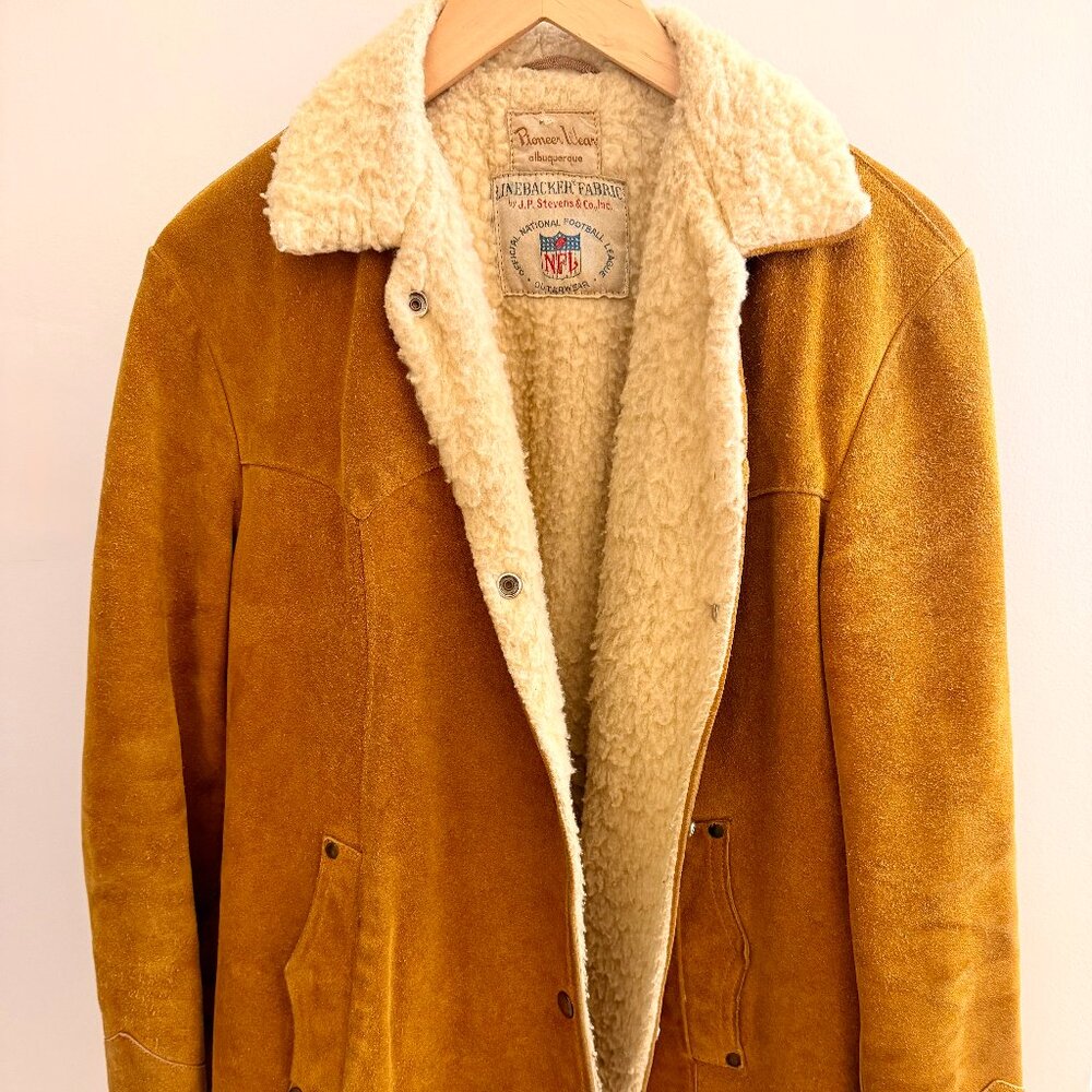Vintage Pioneer Wear Albuquerque Suede Jacket Rancher Cowboy Sherpa 70s